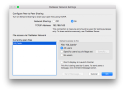 FileMaker Network Dosya Paylaşım Penceresi